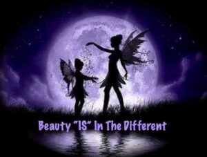 Silhouettes of two fairies with a glowing purple moon backdrop.