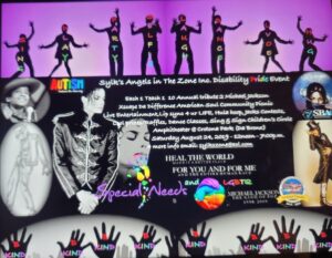 Group of dancers performing on stage with colorful lighting and inspirational text overlay.